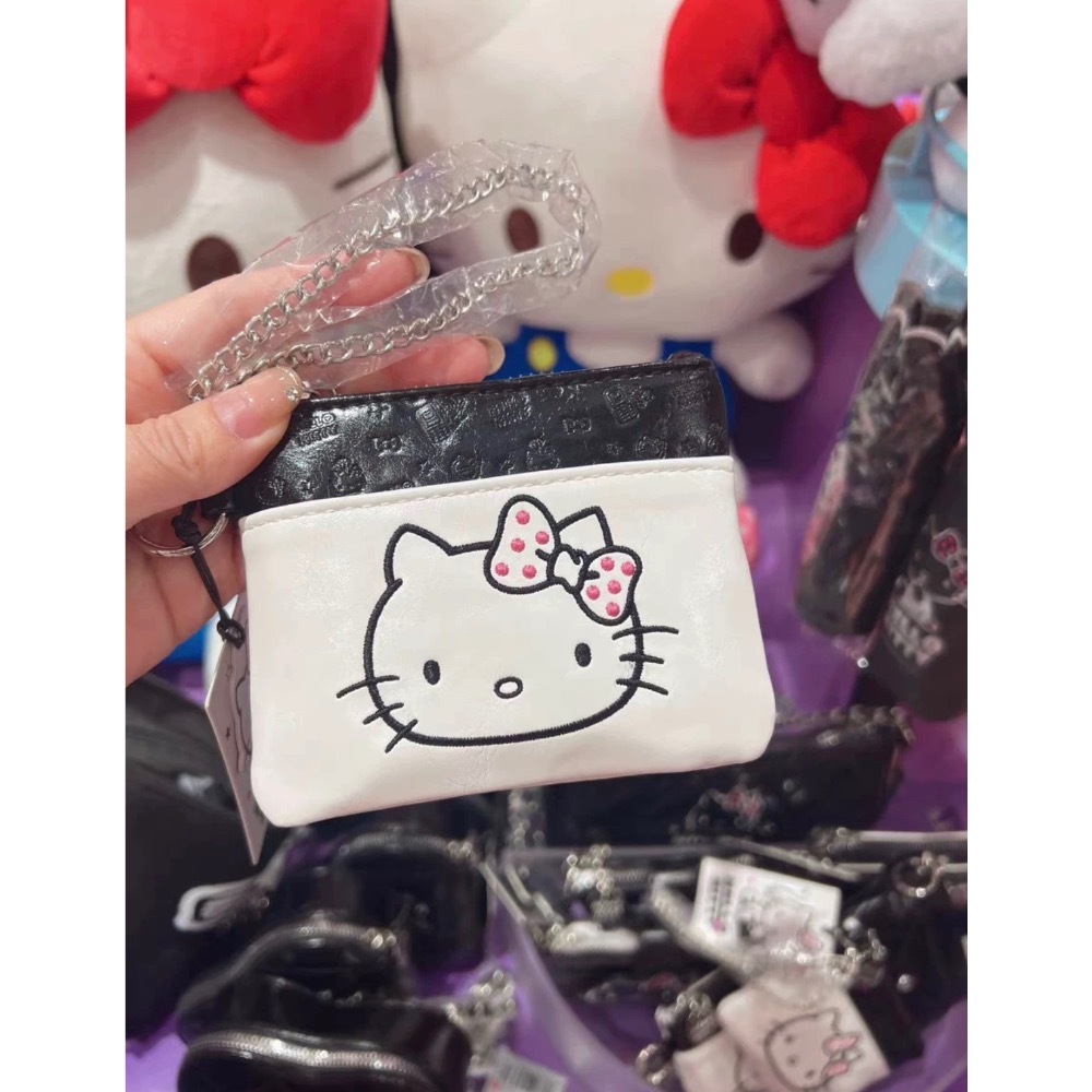 正品 三麗鷗Hello Kitty黑白簡約系列隨身包 卡包皮夾 零錢包-細節圖3