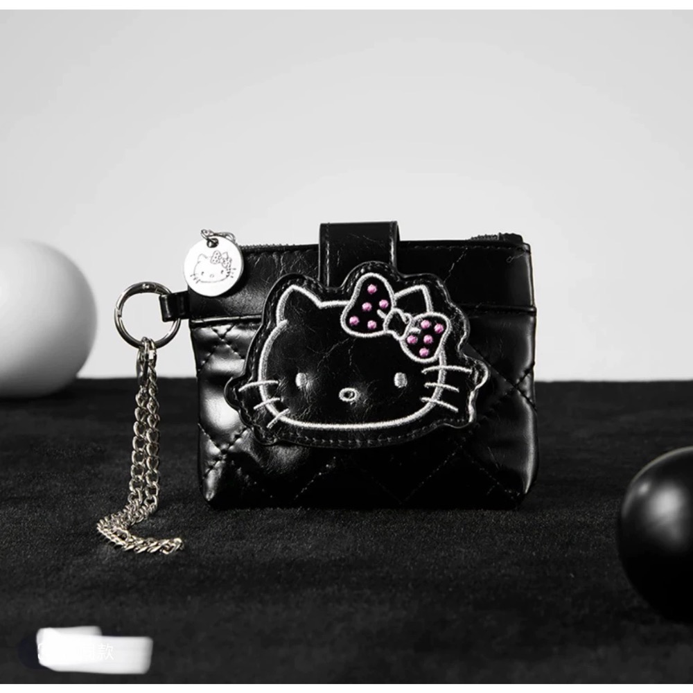 正品 三麗鷗Hello Kitty黑白簡約系列隨身包 卡包皮夾 零錢包-細節圖4