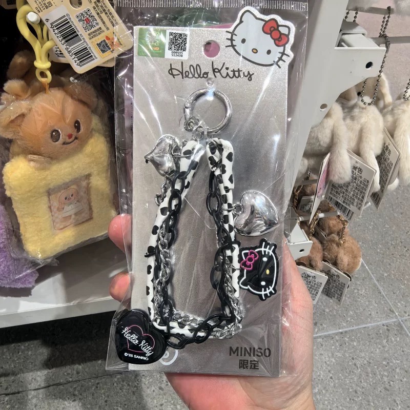 正品 MINISO名創優品Hello Kitty-澀谷辣妹系列 珠珠愛心串珠掛件 鑰匙圈-細節圖8