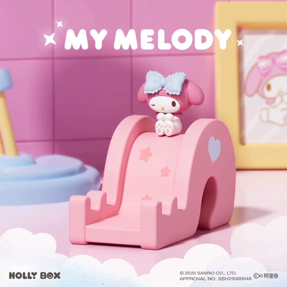 正品 可愛kitty滑梯手機支架擺飾 盲盒 桌面裝飾禮物手辦-細節圖7