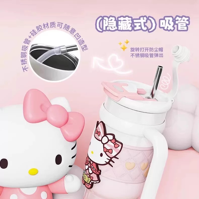 正品 艾可思三麗鷗kitty保溫杯冰霸杯 高顏值 大容量保冷杯-細節圖3