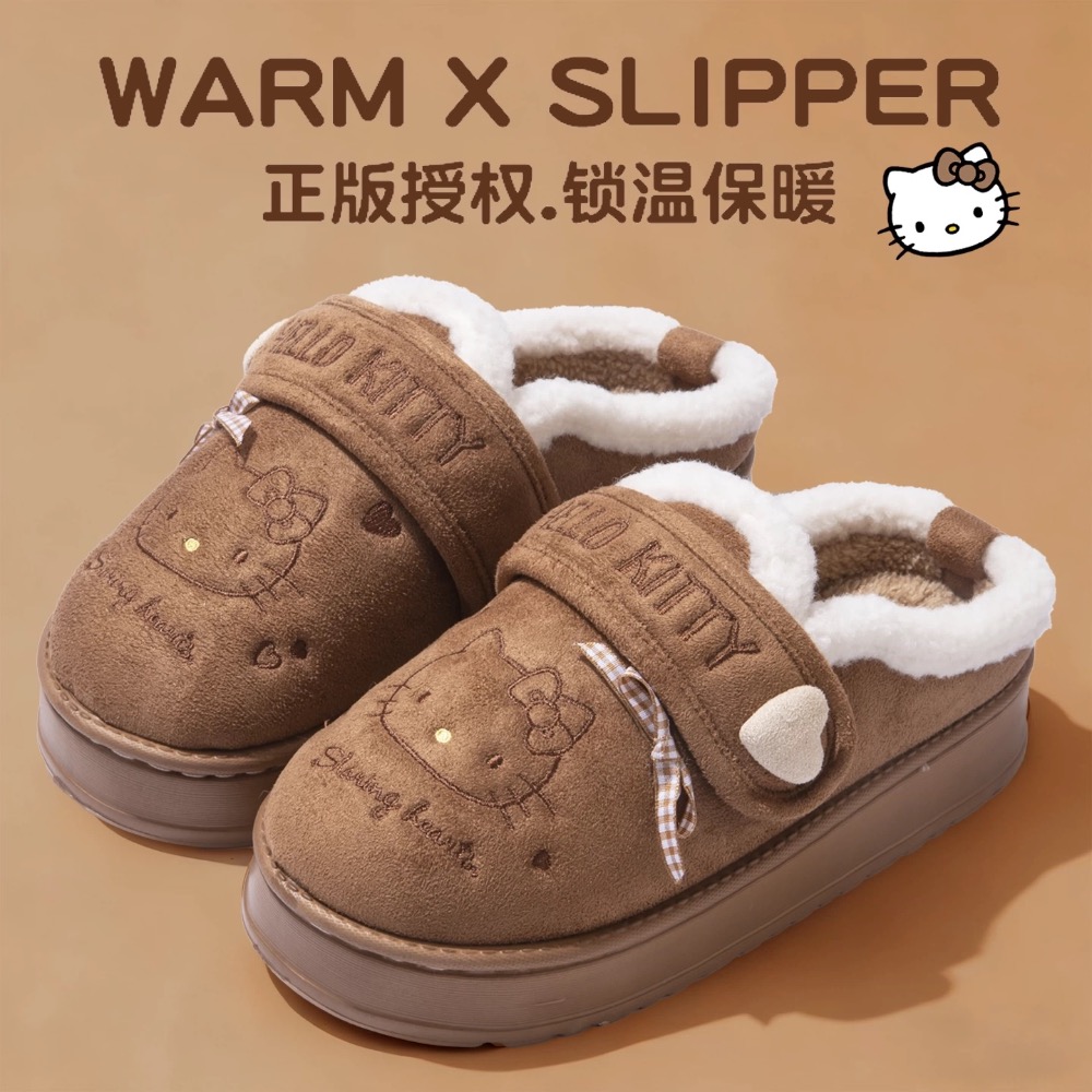 正品 Hello Kitty棉拖鞋 2025新款秋冬可愛包跟外穿毛絨棉拖 拖鞋-細節圖7