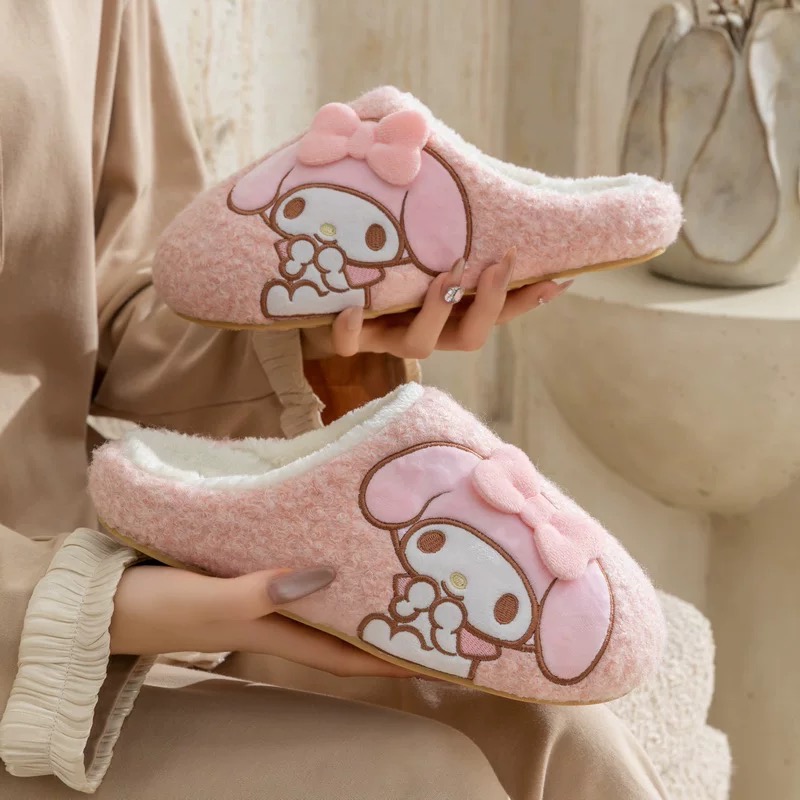 正品 凱蒂貓毛絨拖鞋 kitty可愛家居鞋 冬天加絨保暖 月子鞋-細節圖2