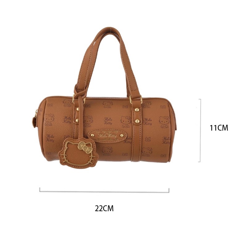 正品 三麗鷗kitty復古格紋系列圓筒包-手提包-細節圖4