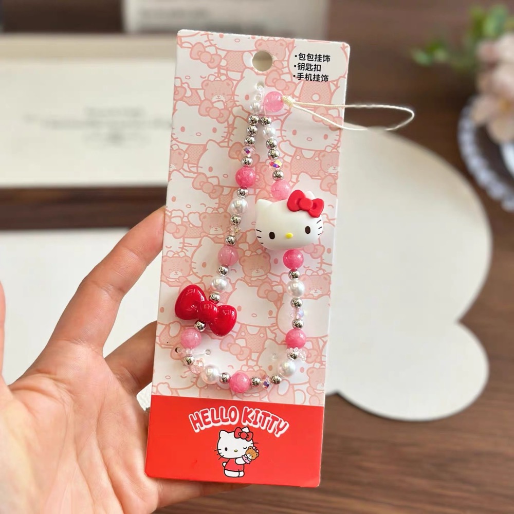 正品 HelloKitty手機鏈 手腕掛繩珠串掛飾 高級感掛鍊-細節圖6
