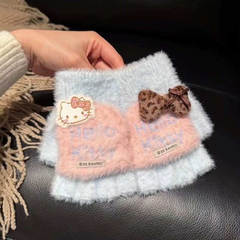 正品 kitty手套 秋冬季騎行 保暖防寒風針織毛線可觸控螢幕 成人五指 手套🧤-細節圖4