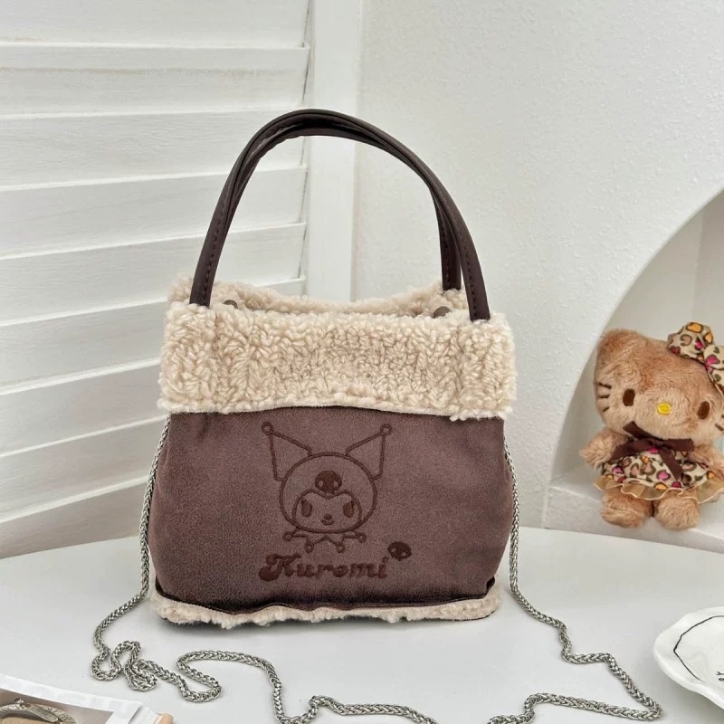 正品 秋冬新品kitty毛絨麂皮絨托特包 手提包 斜挎包17x16x12cm-細節圖3