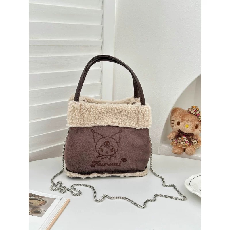 正品 秋冬新品kitty毛絨麂皮絨托特包 手提包 斜挎包17x16x12cm-細節圖7