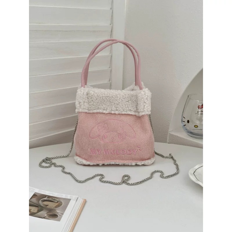 正品 秋冬新品kitty毛絨麂皮絨托特包 手提包 斜挎包17x16x12cm-細節圖8