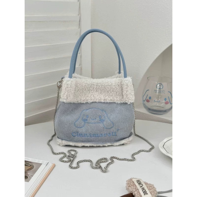 正品 秋冬新品kitty毛絨麂皮絨托特包 手提包 斜挎包17x16x12cm-細節圖9