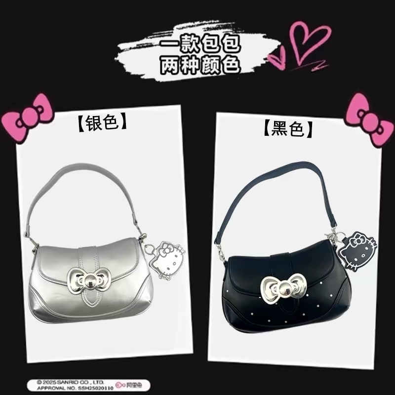 正品 蝴蝶結Hello Kitty腋下包 百搭時尚輕巧單肩包 手提包-細節圖3