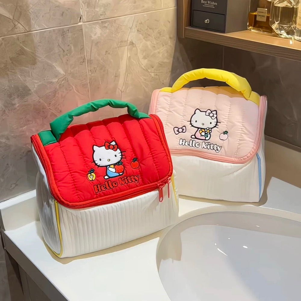 正品 可愛hello kitty房子造型🏠化妝包 大容量旅行收納包 化妝袋-細節圖4