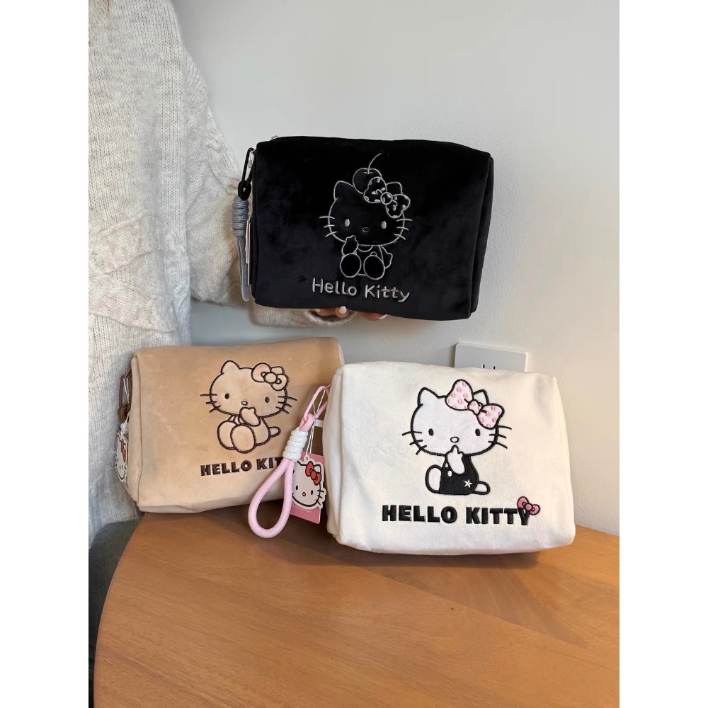 正品 Hello Kitty輕盈柔軟化妝包 可愛卡通大容量高級感立體收納包-細節圖9