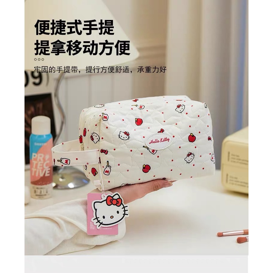 正品 kitty雲朵便攜大容量 化妝包 少女心 手提收納包-細節圖2