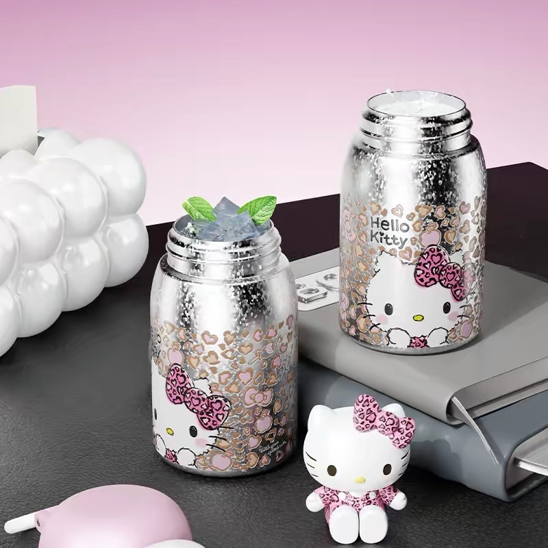 正品 HelloKitty卡通鈦鈦保溫杯 可愛粉紅便攜迷你雙飲吸管水杯 保溫杯-細節圖8