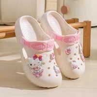 正品 三麗鷗kitty洞洞鞋 夏季外穿厚底沙灘鞋 涼拖鞋 拖鞋-細節圖8