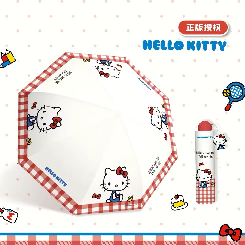 正品 kitty手動三折傘 晴雨兩用 防嗮 折疊傘-細節圖6