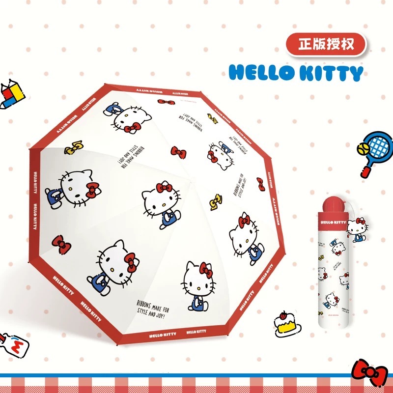 正品 kitty手動三折傘 晴雨兩用 防嗮 折疊傘-細節圖8