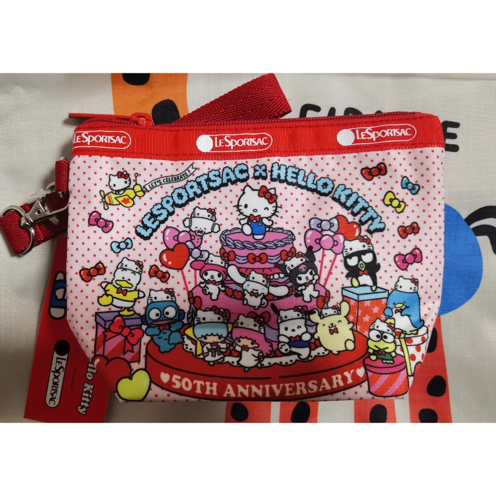 正品 滿印hello kitty聯名款卡通可愛印花手拿包 化妝包 收納包 零錢包-細節圖3