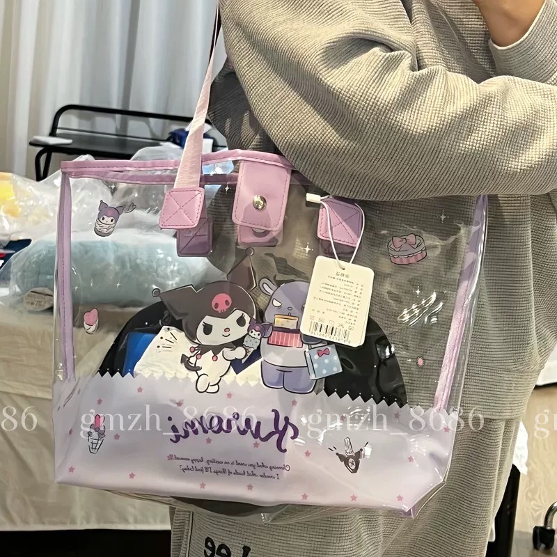 正品 美樂蒂kitty透明果凍單包 單肩包 可愛大容量沙灘包 手提包-細節圖2