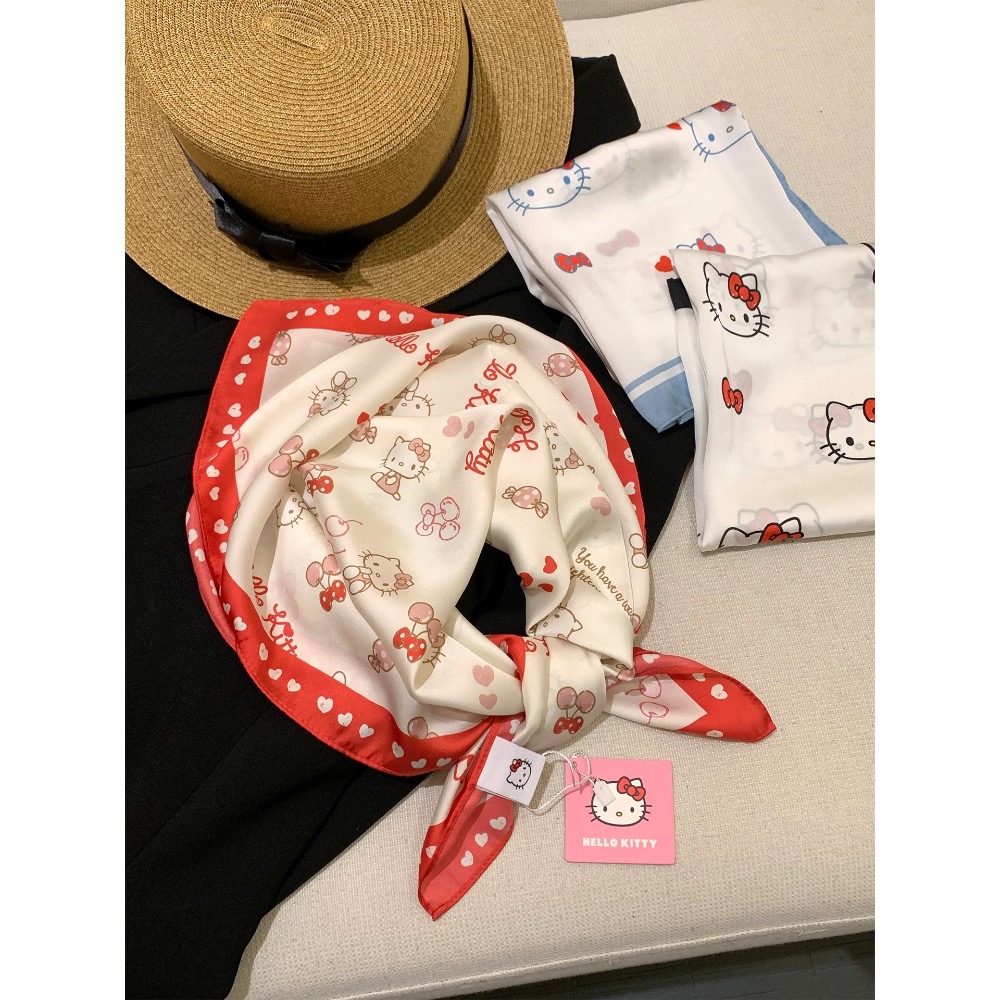 正品Hello Kitty絲巾 多功能頭巾 領巾 大方巾-細節圖3