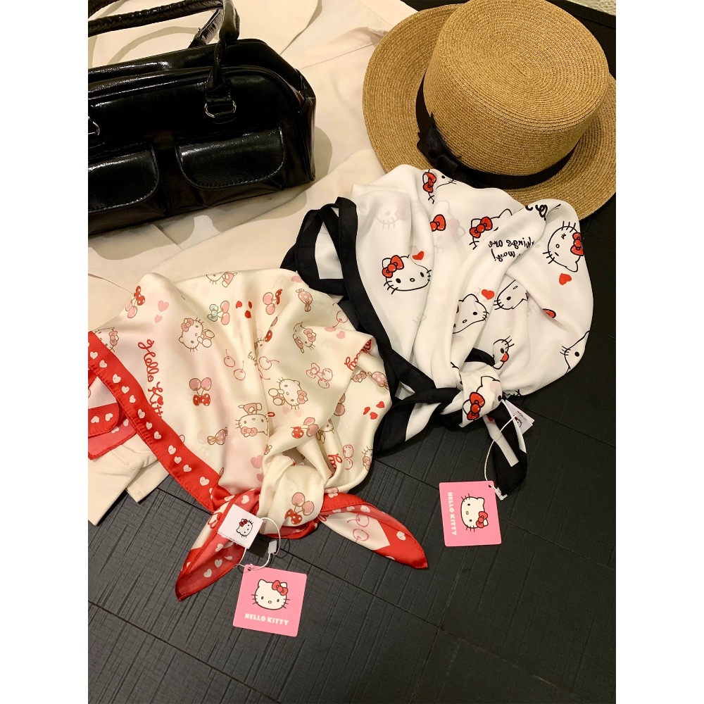 正品Hello Kitty絲巾 多功能頭巾 領巾 大方巾-細節圖4