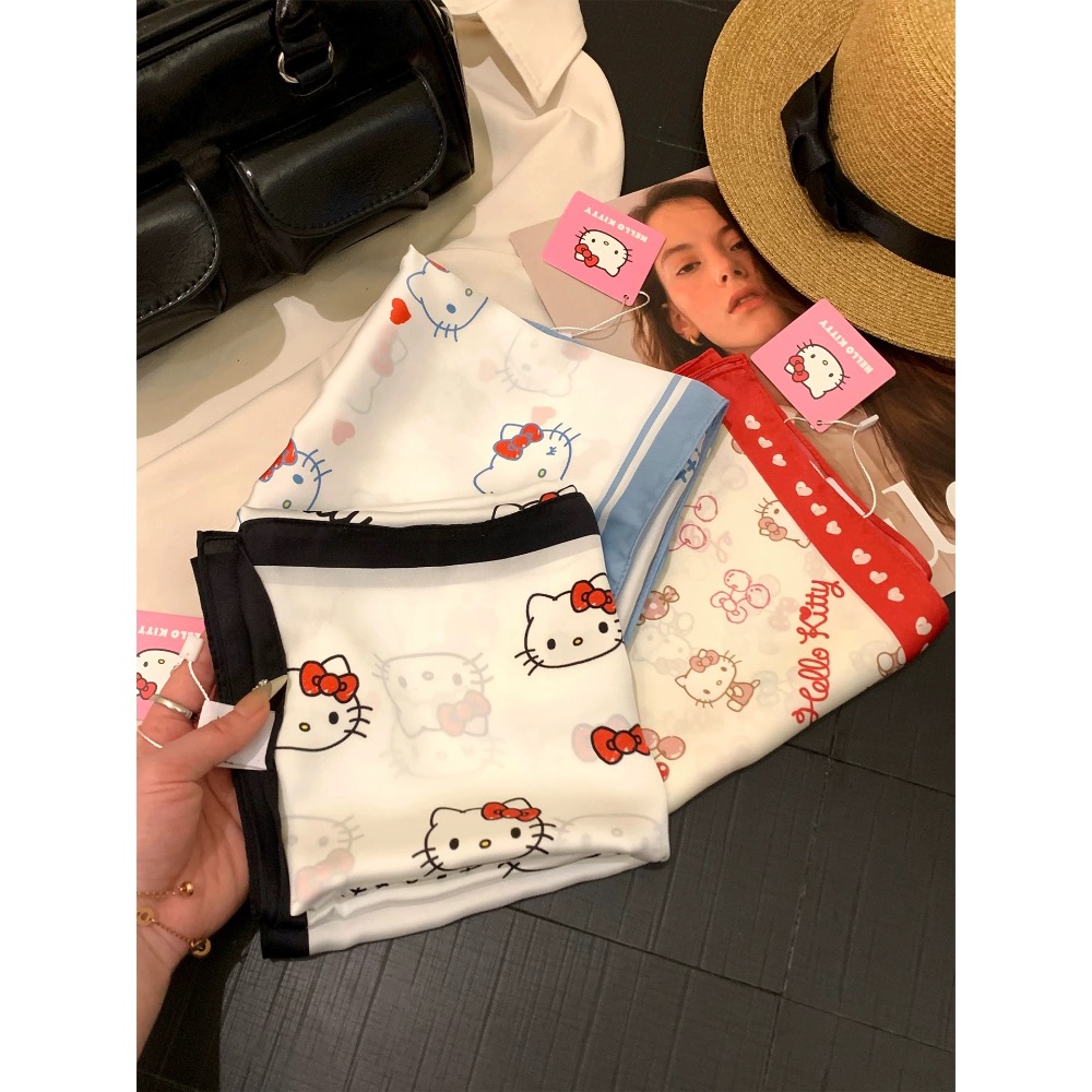 正品Hello Kitty絲巾 多功能頭巾 領巾 大方巾-細節圖5