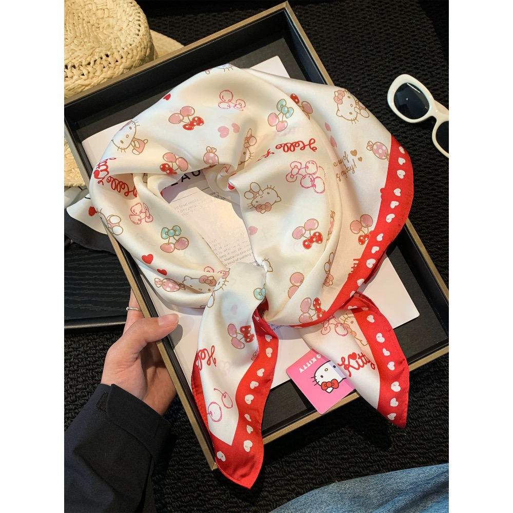 正品Hello Kitty絲巾 多功能頭巾 領巾 大方巾-細節圖6