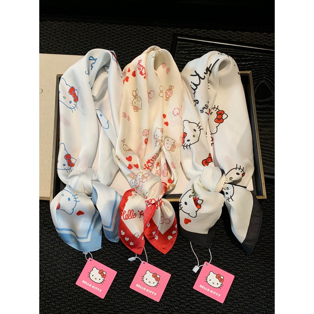 正品Hello Kitty絲巾 多功能頭巾 領巾 大方巾-細節圖7