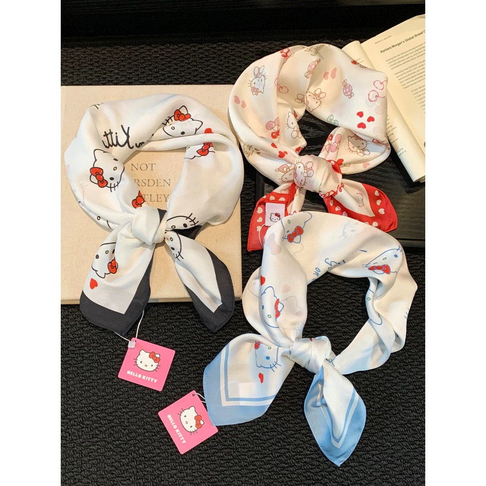 正品Hello Kitty絲巾 多功能頭巾 領巾 大方巾-細節圖8