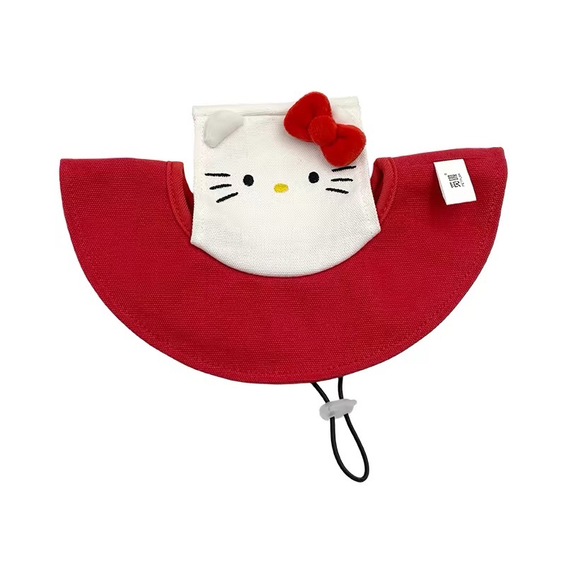 正品 Hello Kitty遮陽帽 狗貓寵物帽子防曬露耳朵約克夏泰迪比熊夏季漁夫帽-細節圖6