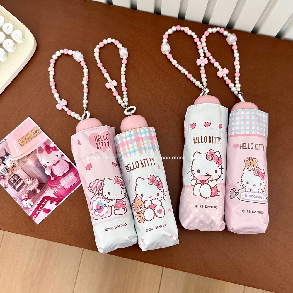 正品 Kitty五折傘 雨傘 黑膠傘 遮陽傘 晴雨兩用防紫外線 折疊傘 太陽傘-細節圖3