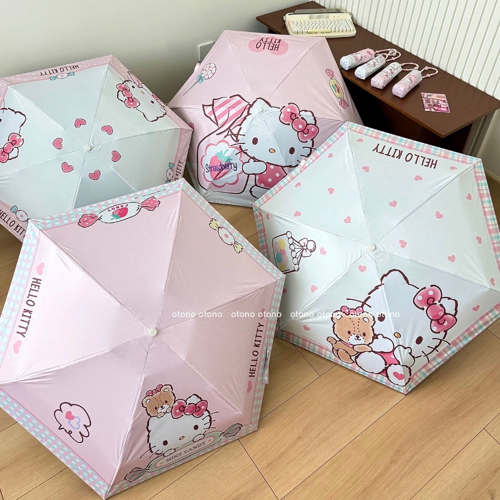 正品 Kitty五折傘 雨傘 黑膠傘 遮陽傘 晴雨兩用防紫外線 折疊傘 太陽傘-細節圖4