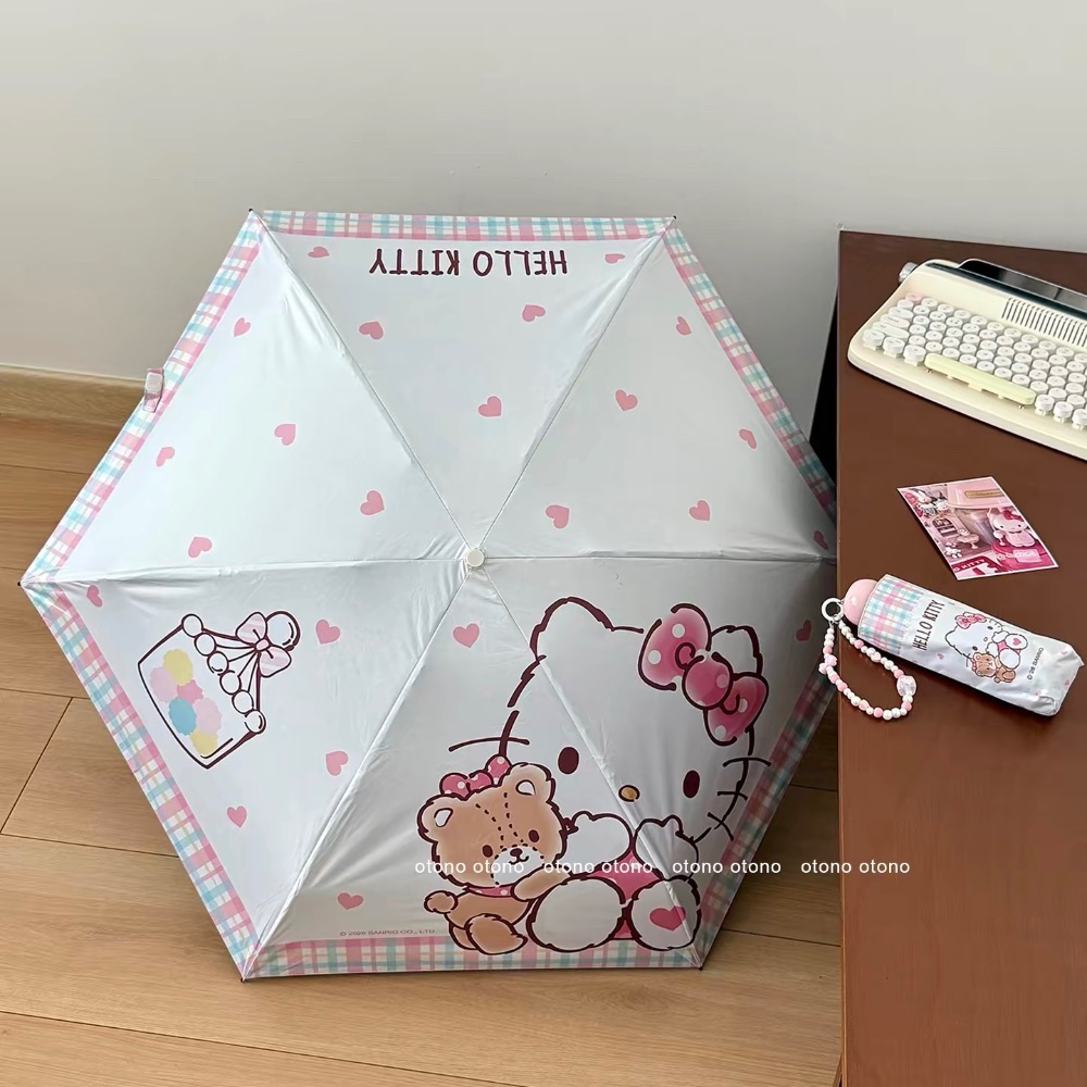 正品 Kitty五折傘 雨傘 黑膠傘 遮陽傘 晴雨兩用防紫外線 折疊傘 太陽傘-細節圖5