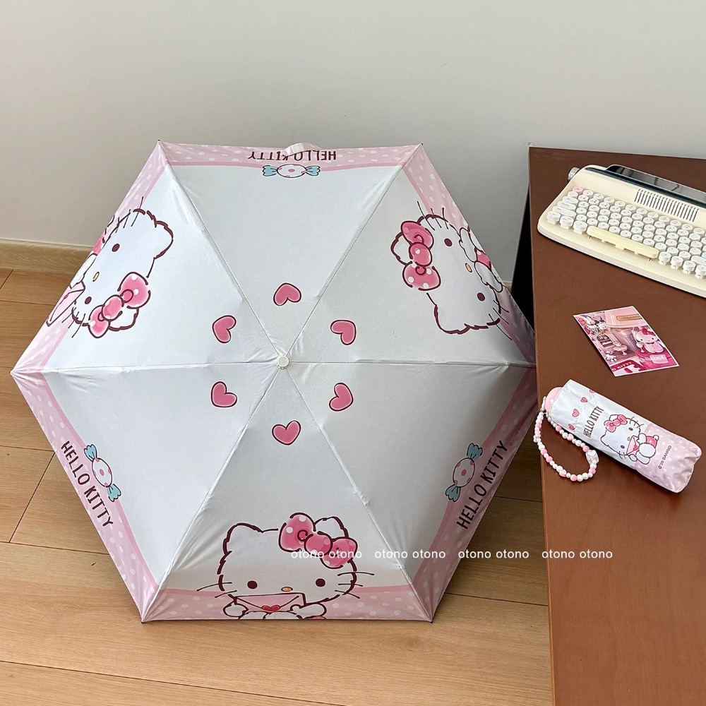 正品 Kitty五折傘 雨傘 黑膠傘 遮陽傘 晴雨兩用防紫外線 折疊傘 太陽傘-細節圖6