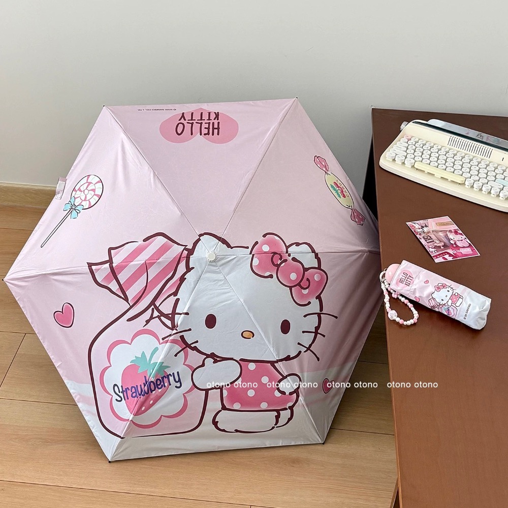 正品 Kitty五折傘 雨傘 黑膠傘 遮陽傘 晴雨兩用防紫外線 折疊傘 太陽傘-細節圖8