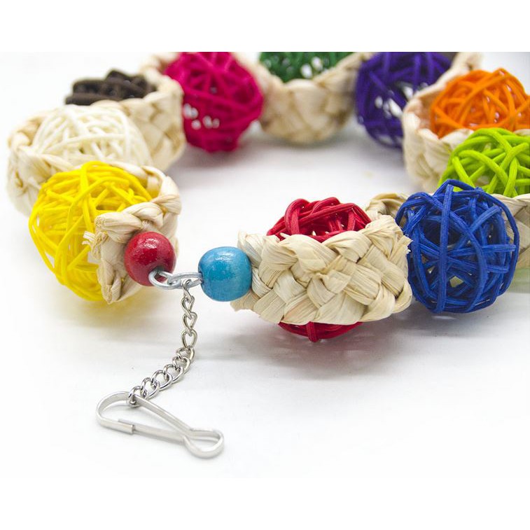 實體門市｜玉米皮圓形鞦韆玩具｜鳥玩具｜鸚鵡玩具｜藤球｜藤球玩具｜七彩藤球｜啃咬玩具｜翔帥寵物生活館-細節圖4