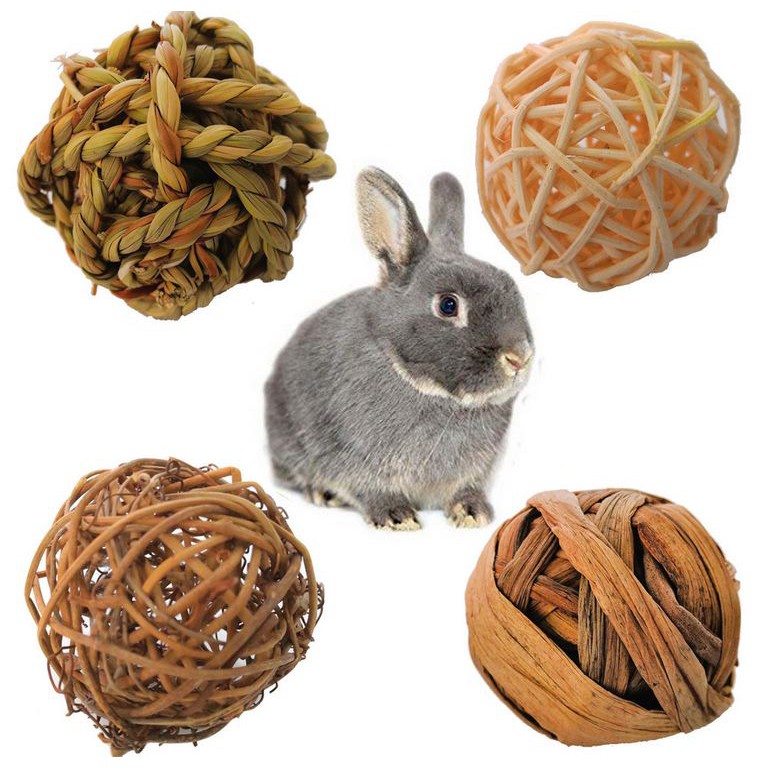 台灣現貨 | 鸚鵡啃咬玩具 | 藤編球 | 稻草球 | 兔兔腳下玩具 | 4顆球玩具套組 | 翔帥寵物生活館-細節圖2