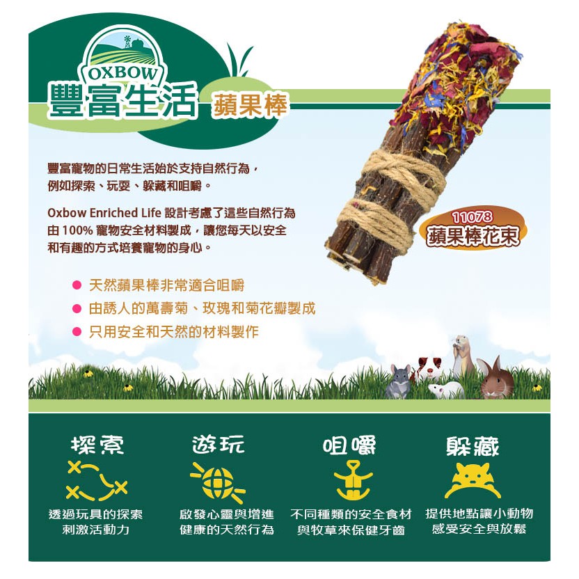 OXBOW | 豐富生活系列玩具 提摩西草 蘋果棒 | 啃咬玩具 磨牙玩具 | 兔子 倉鼠 天竺鼠 | 翔帥寵物生活館-細節圖7