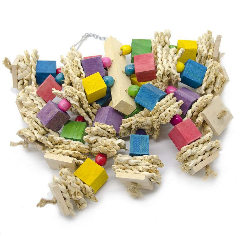 實體門市｜玉米皮彩色積木啃咬大串｜鸚鵡啃咬玩具｜鸚鵡玩具｜鳥玩具｜鳥用品｜玉米皮｜積木｜翔帥寵物生活館-細節圖2