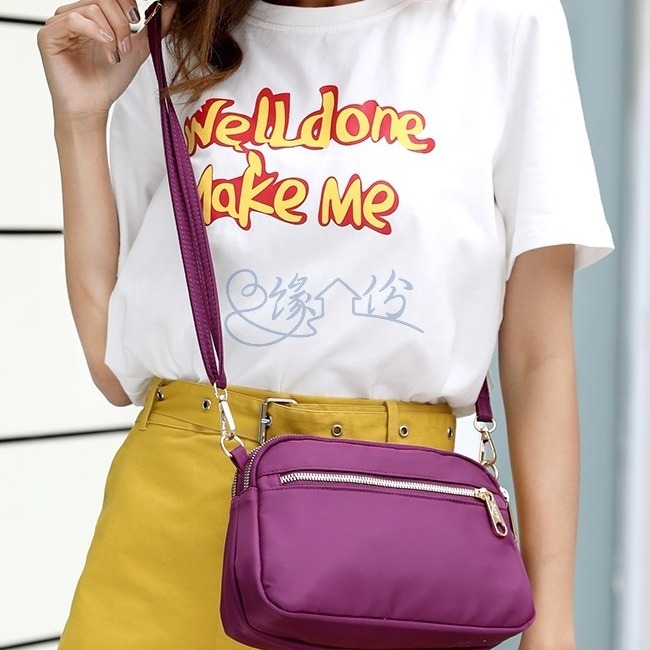 休閒魅力簡約時尚小方包 側背包 斜背包 單肩包 尼龍包 【緣份小屋】-細節圖2