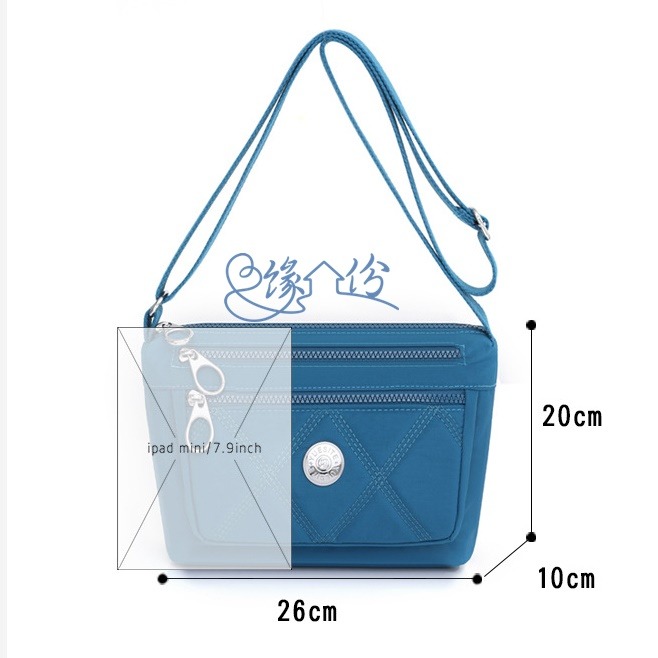 超輕菱格紋尼龍側背包 肩背包 斜背包 小方包 淑女包【緣份小屋】-細節圖4