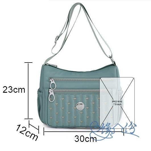 愛心繡花尼龍側背包 時尚包 斜背包 淑女包 單肩包 情人節禮物【緣份小屋】-細節圖4