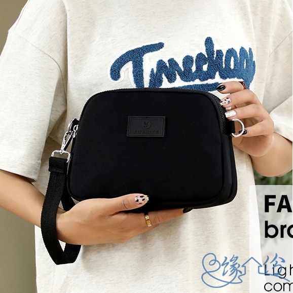 美型尼龍側背/手腕兩用包 斜背包 肩背包 小方包 手拿包【緣份小屋】-細節圖3