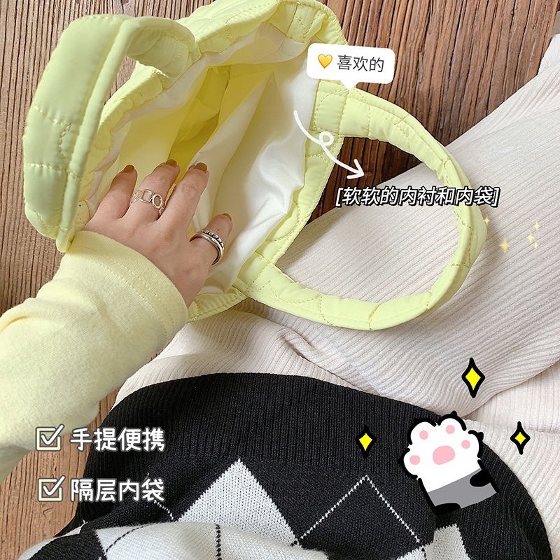 韓風甜美系棉花糖便當袋化妝品收納袋手提袋-細節圖5