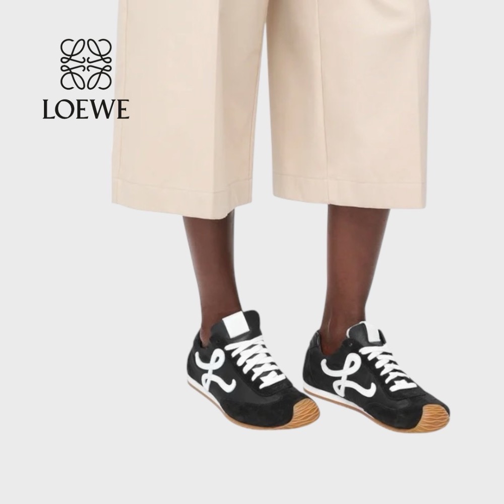 👟Loewe🇪🇸Ballet Runner2.0 芭蕾系列運動跑鞋｜休閒鞋｜尼龍和小牛皮｜低筒｜黑底白L-細節圖2