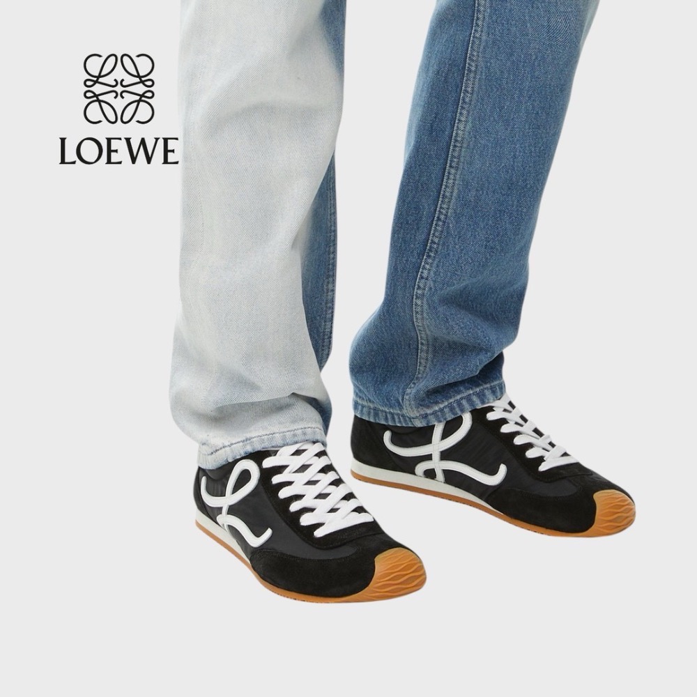 👟Loewe🇪🇸Ballet Runner2.0 芭蕾系列運動跑鞋｜休閒鞋｜尼龍和小牛皮｜低筒｜黑底白L-細節圖3