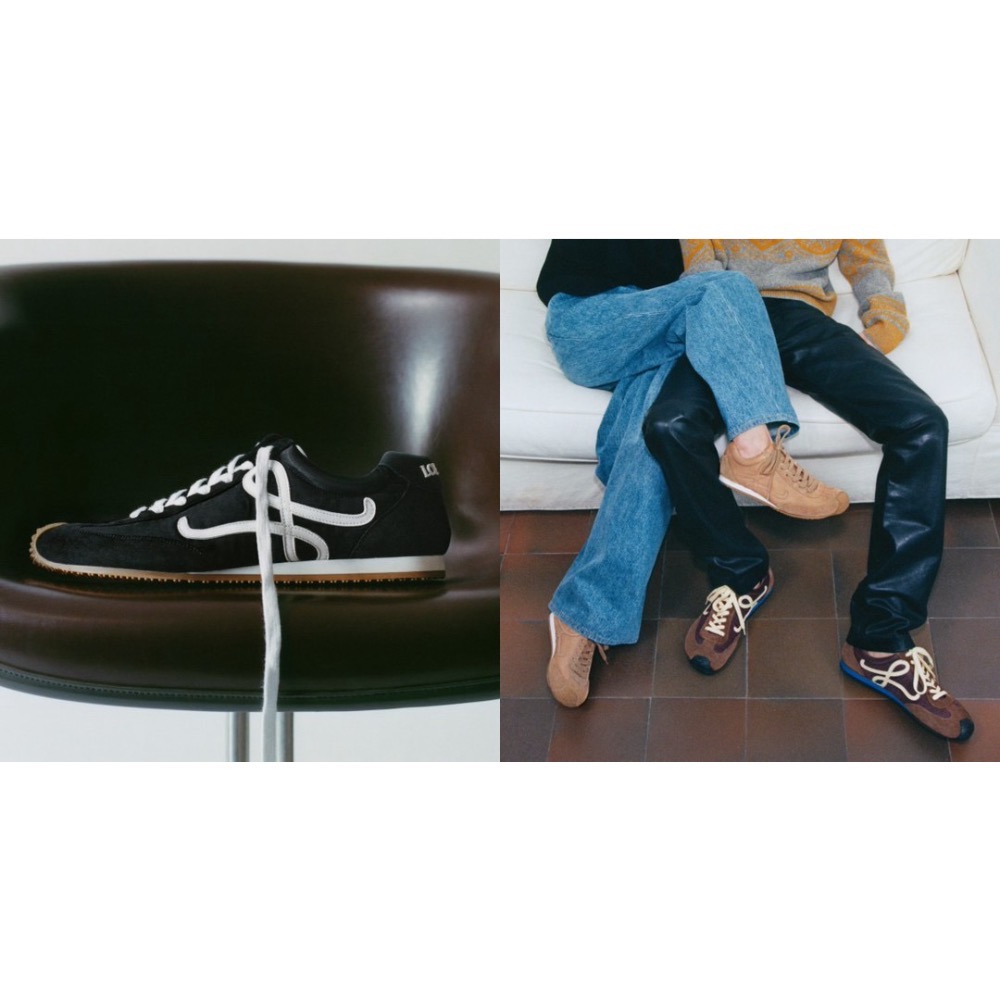 👟Loewe🇪🇸Ballet Runner2.0 芭蕾系列運動跑鞋｜休閒鞋｜尼龍和小牛皮｜低筒｜黑底白L-細節圖9