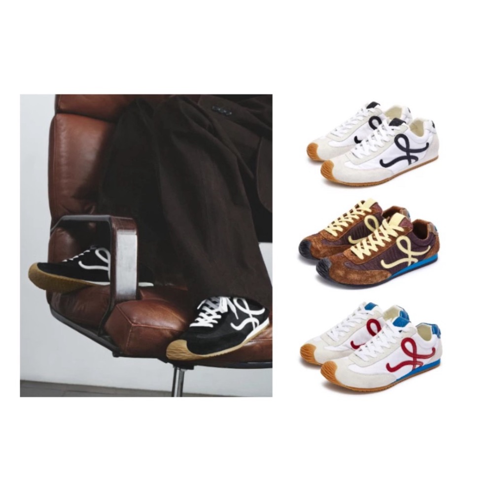 👟Loewe🇪🇸Ballet Runner2.0 芭蕾系列運動跑鞋｜休閒鞋｜尼龍和小牛皮｜低筒｜白底黑L-細節圖7