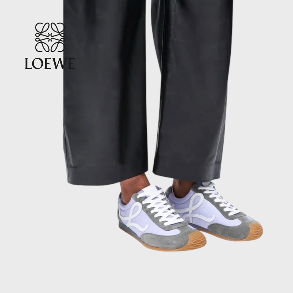 👟Loewe🇪🇸Ballet Runner2.0 芭蕾系列運動跑鞋｜休閒鞋｜尼龍和小牛皮｜低筒｜紫白色-細節圖2